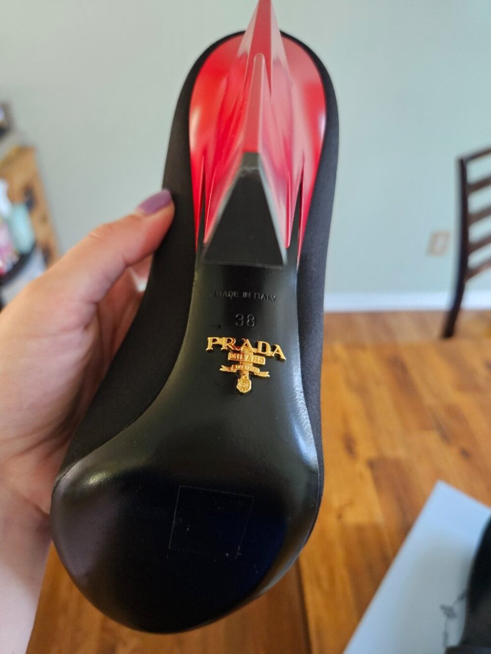 Prada Lightning Bolt Satin Pumps sz 38 - Picture 6 of 6